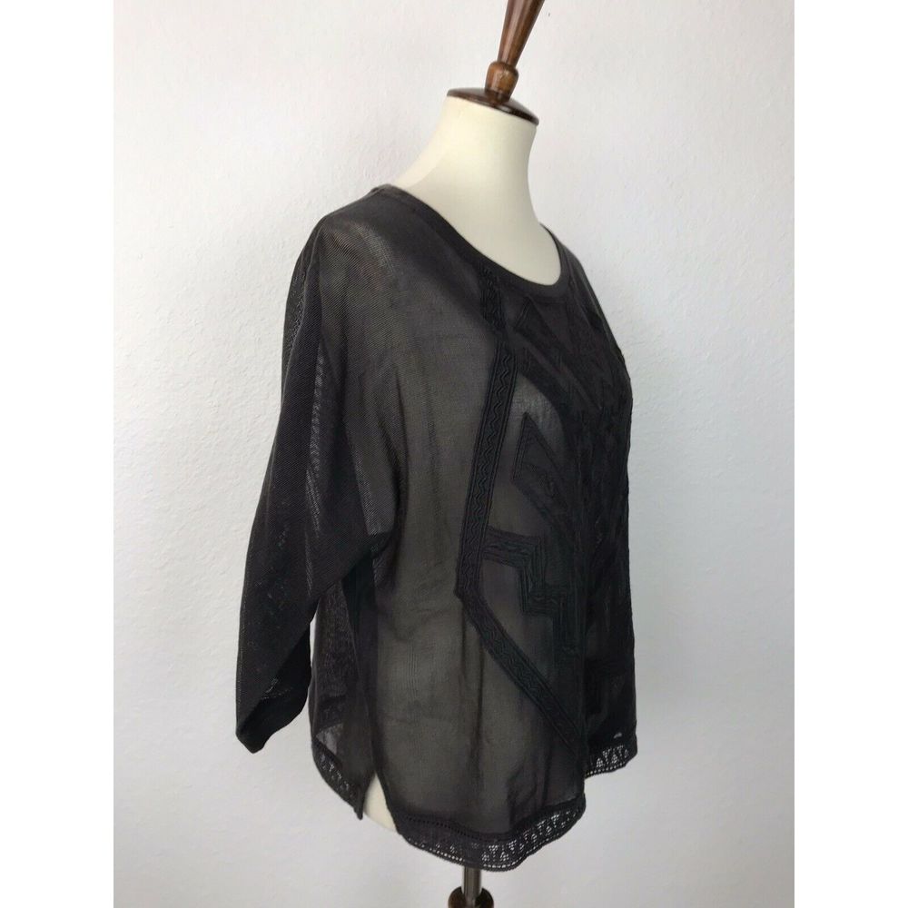 Anthropologie Meadow Rue Gray Sheer Top - Picture 7 of 11